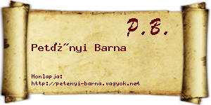 Petényi Barna névjegykártya